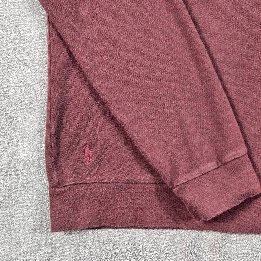 Polo Ralph Lauren Men's M Quarter Zip Pullover Sweater Burgundy Cotton Rayon